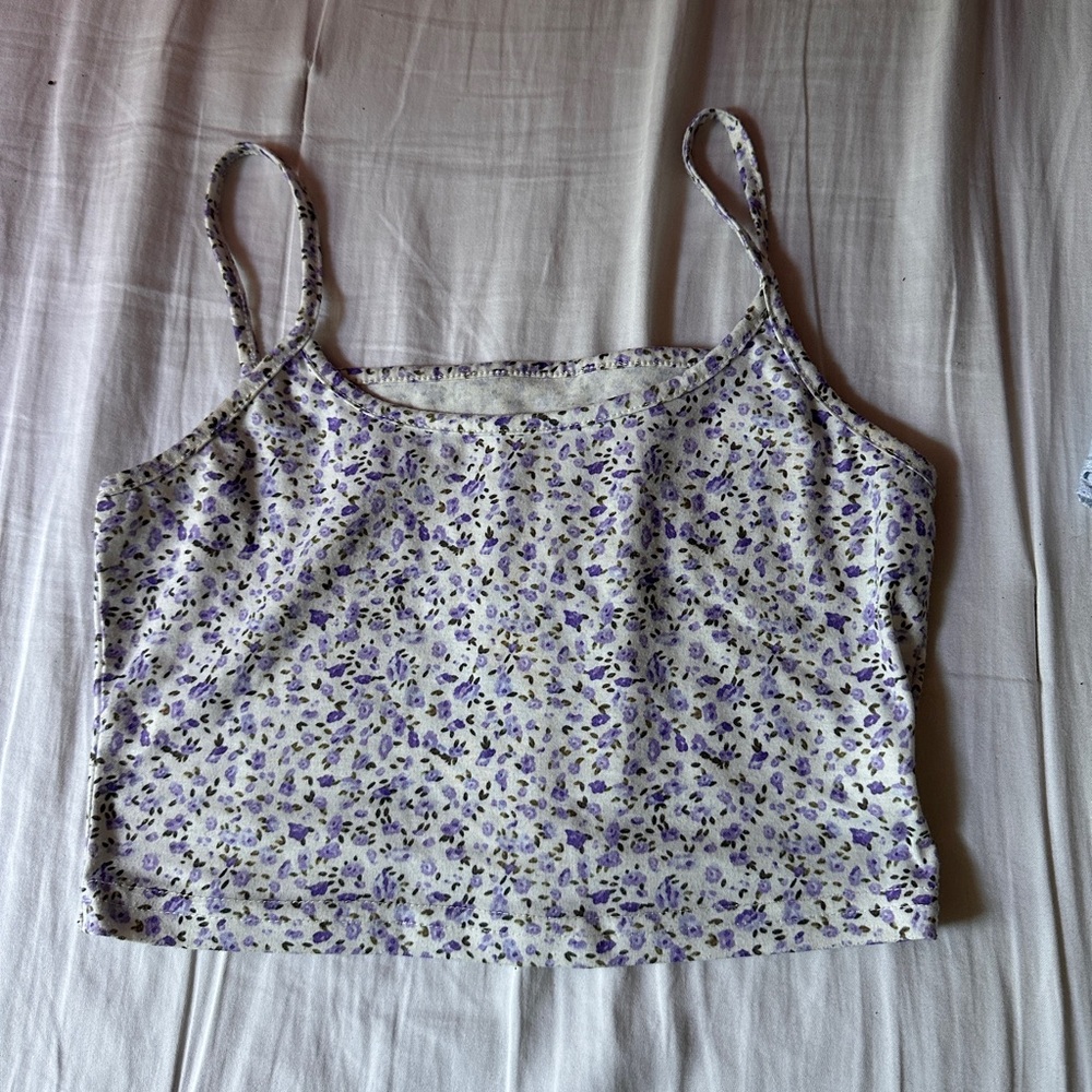 purple flower tank top